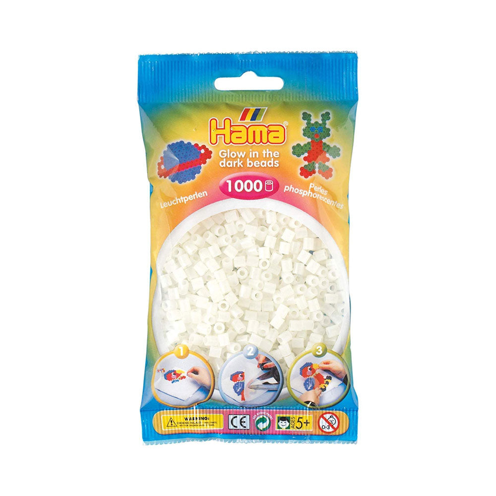 Hama 1000 Midi Beads In Bag Cylindrical Plastic - Night Glow Green
