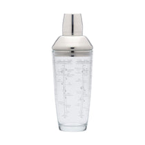 KitchenCraft BarCraft Glass Boston Cocktail Shaker with Printed Recipes 700ml - Transparent