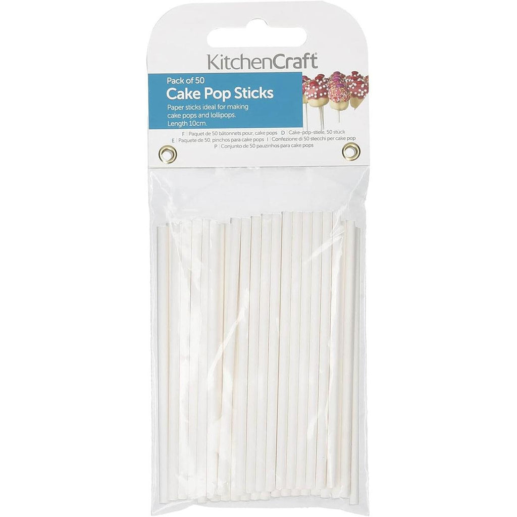 KitchenCraft Sweetly Does It Paper Cake Pop Sticks 50 Pack (10 cm) - White