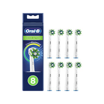Oral B CrossAction Electric Rechargeable Toothbrush Replacement Refills Heads With CleanMaximiser Technology (8 Pack) - White