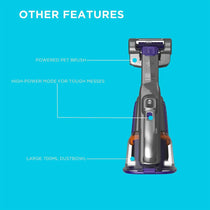 Black & Decker 18V Lithium-ion Cordless PET Dustbuster Handheld Vacuum with Charging Base And Pet Extension - Grey/Blue