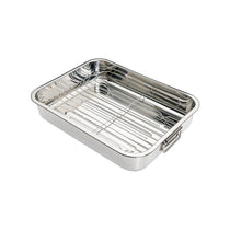 KitchenCraft Stainless Steel Roasting Tin with Rack Medium 38cm x 27.5cm 5 Litres - Silver