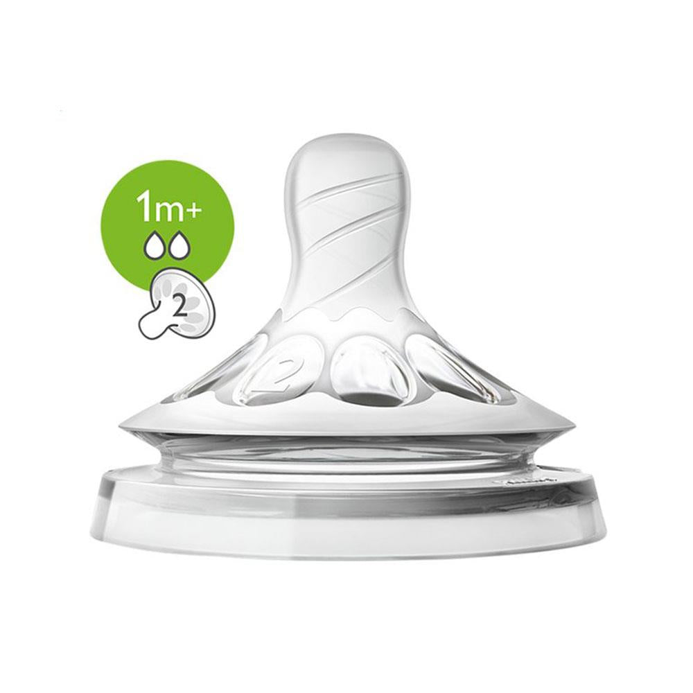 Philips Avent Natural Baby Bottle Teats Anti-Colic Slow Flow 0+ Months 2 Pack - Clear