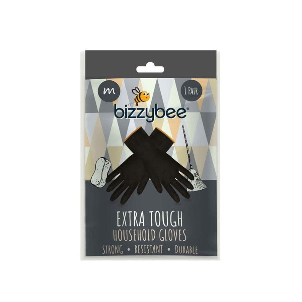 BizzyBee Extra Tough Household Cleaning Gloves Strong Resistant Durable 1 Pair - Medium