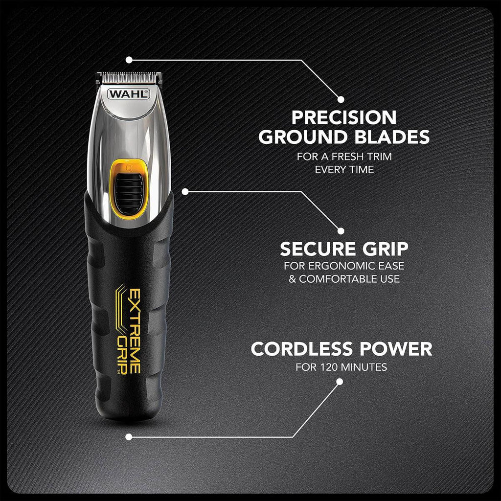 Wahl Extreme Grip Men's Beard And Stubble Trimmer Cordless Male Grooming Set - Black