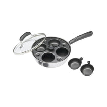 KitchenCraft Aluminum Coated Carbon Steel Four Hole Egg Poacher 21 cm 5 Litres - Silver