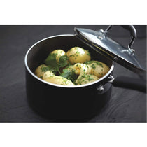 KitchenCraft Master Class Aluminum Non-Stick Enamel Saucepan With Lid 18 cm 2 Litres - Black