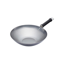KitchenCraft World of Flavours Oriental Plain Carbon Steel 30cm Wok For Induction Hob 3.5 Litres - Black