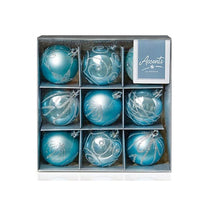 Premier Christmas Tree Decorated Baubles Balls 60mm Set of 9 - Ice Blue