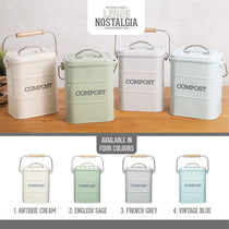 KitchenCraft Living Nostalgia Metal Kitchen Compost Bin 3 Litres - Antique Cream