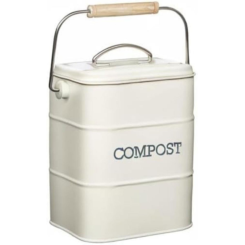 KitchenCraft Living Nostalgia Metal Kitchen Compost Bin 3 Litres - Antique Cream