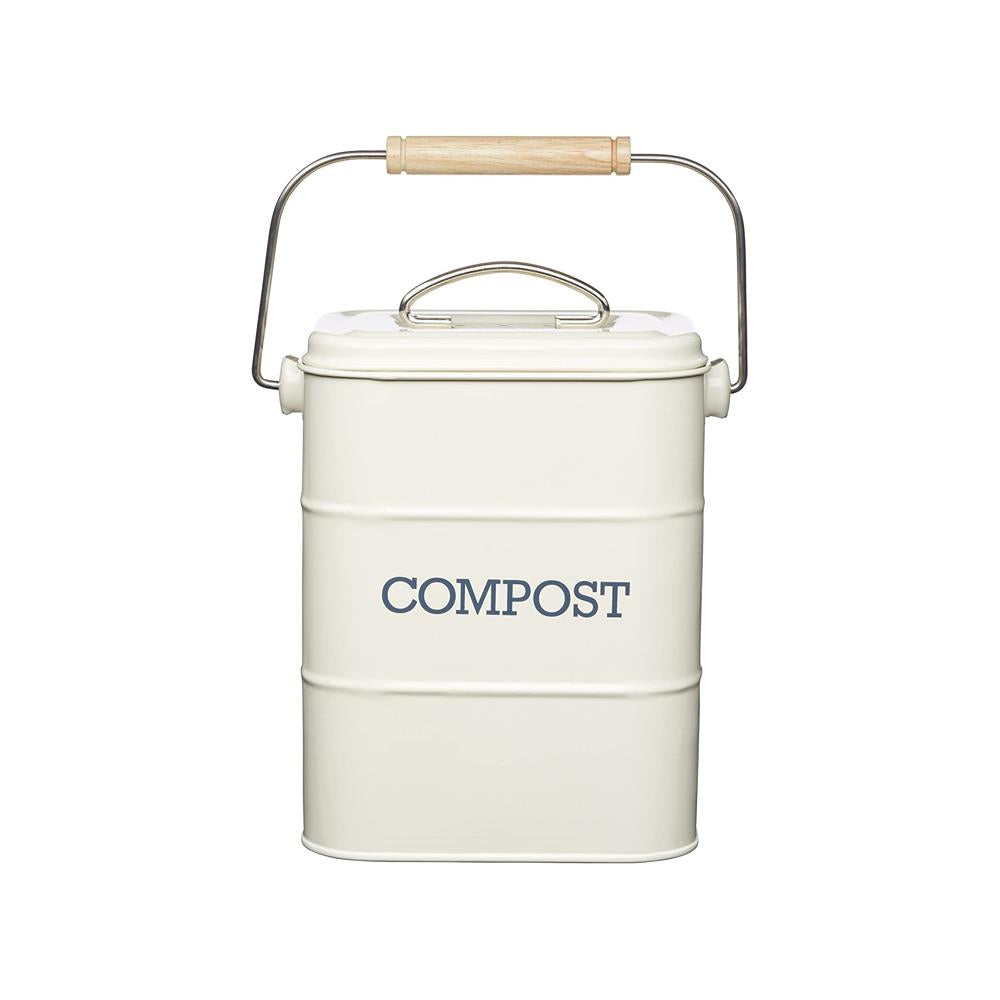 KitchenCraft Living Nostalgia Metal Kitchen Compost Bin 3 Litres - Antique Cream