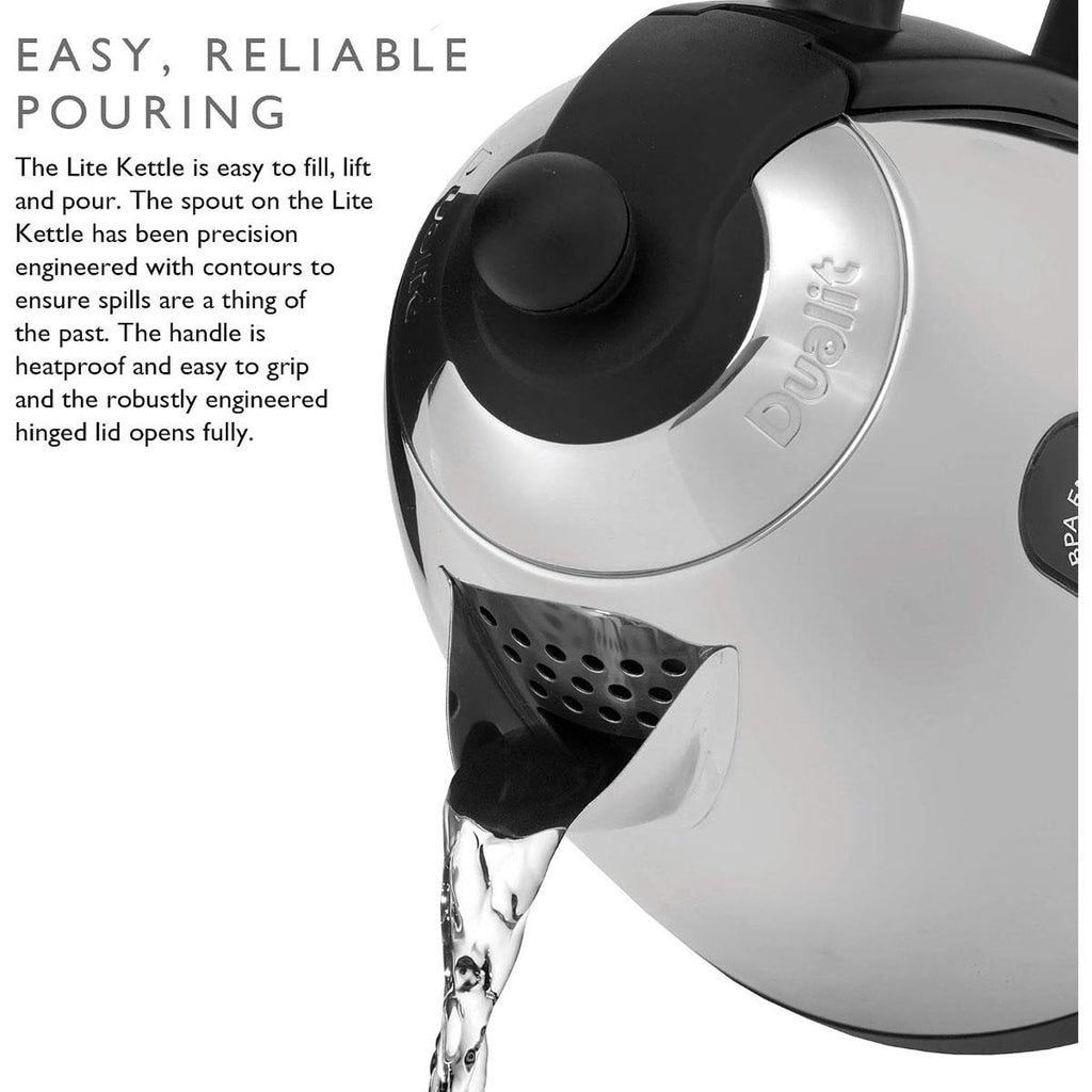 Dualit Lite Jug Kettle Stainless Steel 2400 W 1.5 Liter - Polished With Black Trim