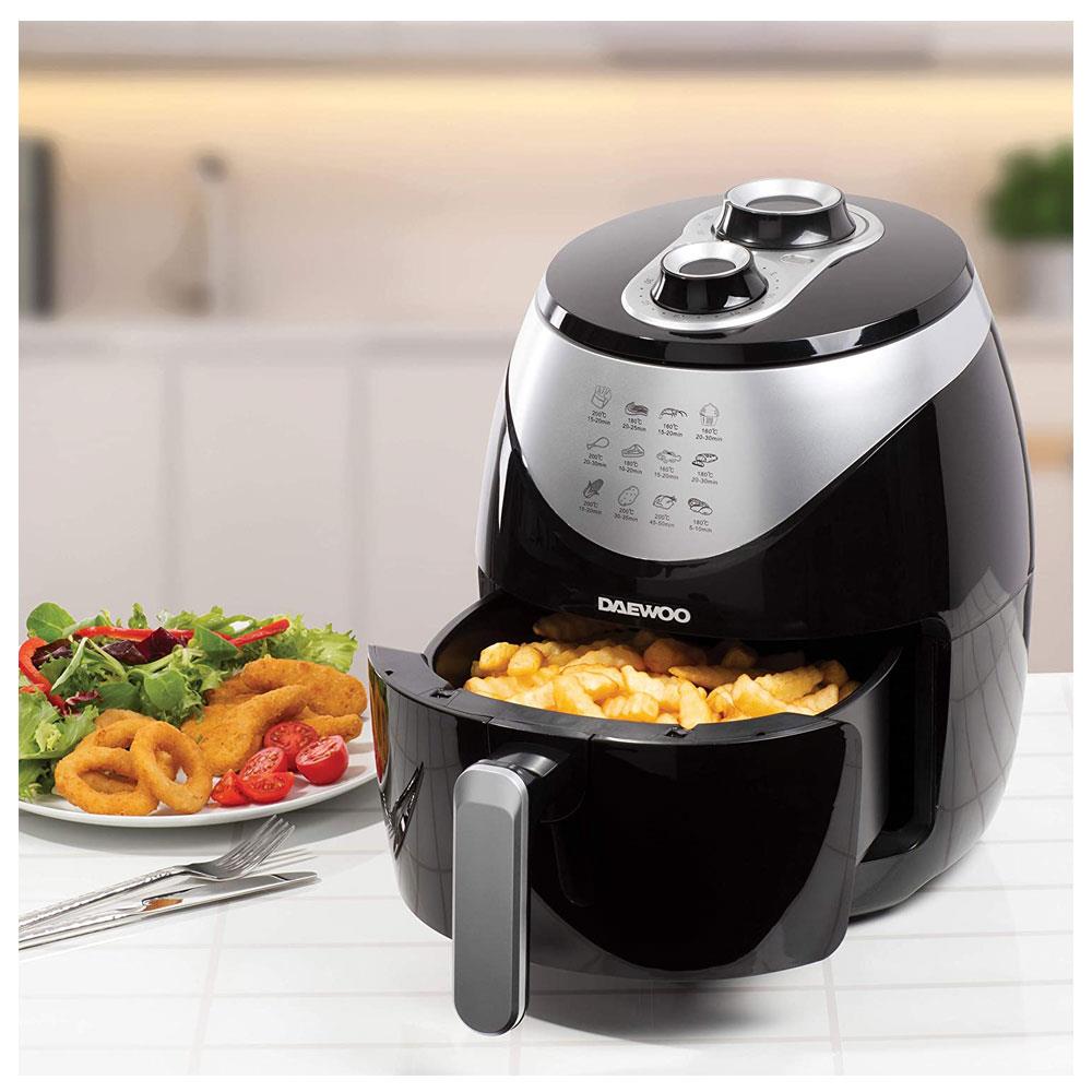 Daewoo Single Pot Air Fryer 4 Liters With 30 Minute Timer And Rapid Air Circulation Plastic 1400 W - Black