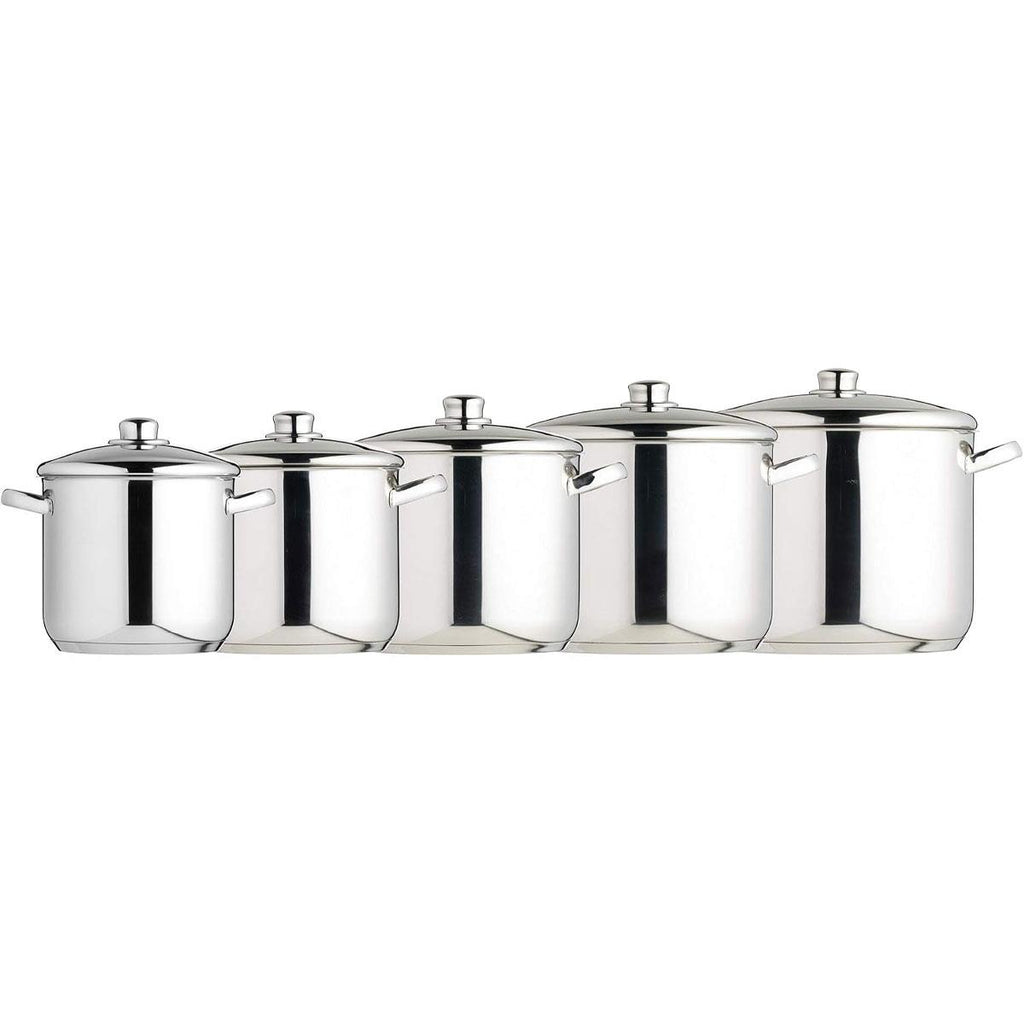 KitchenCraft MasterClass Large Stock Pot With Lid Induction Safe Stainless Steel 14 Litre - Silver