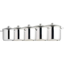 KitchenCraft MasterClass Large Stock Pot With Lid Induction Safe Stainless Steel 14 Litre - Silver