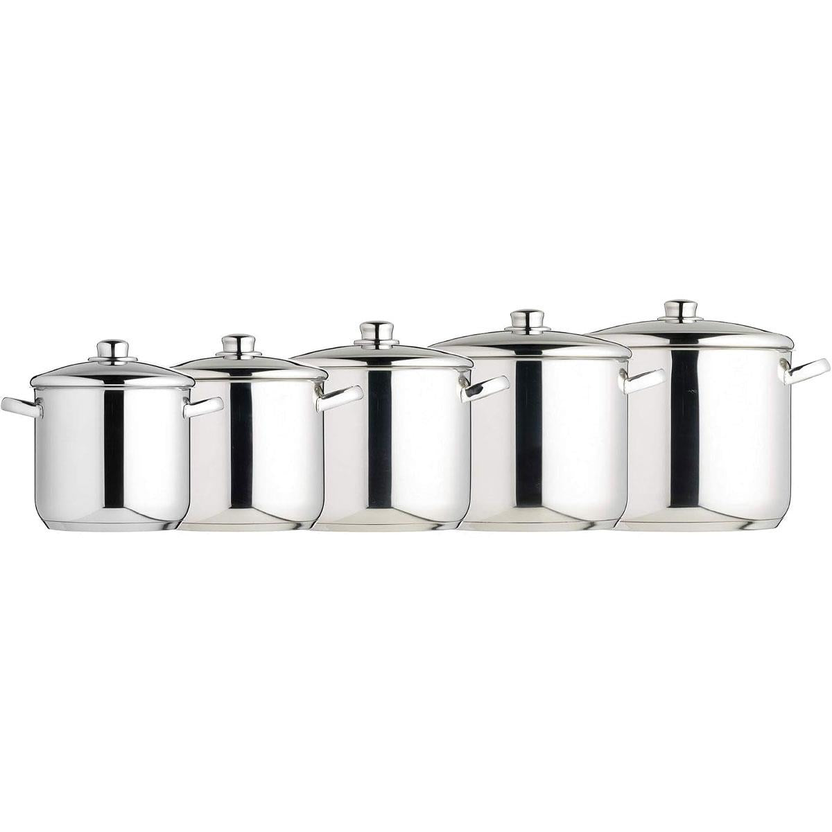 KitchenCraft MasterClass Large Stock Pot With Lid Induction Safe Stainless Steel 14 Litre - Silver