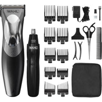 Wahl Clip N Rinse Cordless Hair Clipper And Nose Trimmer Home Haircutting Kit - Black