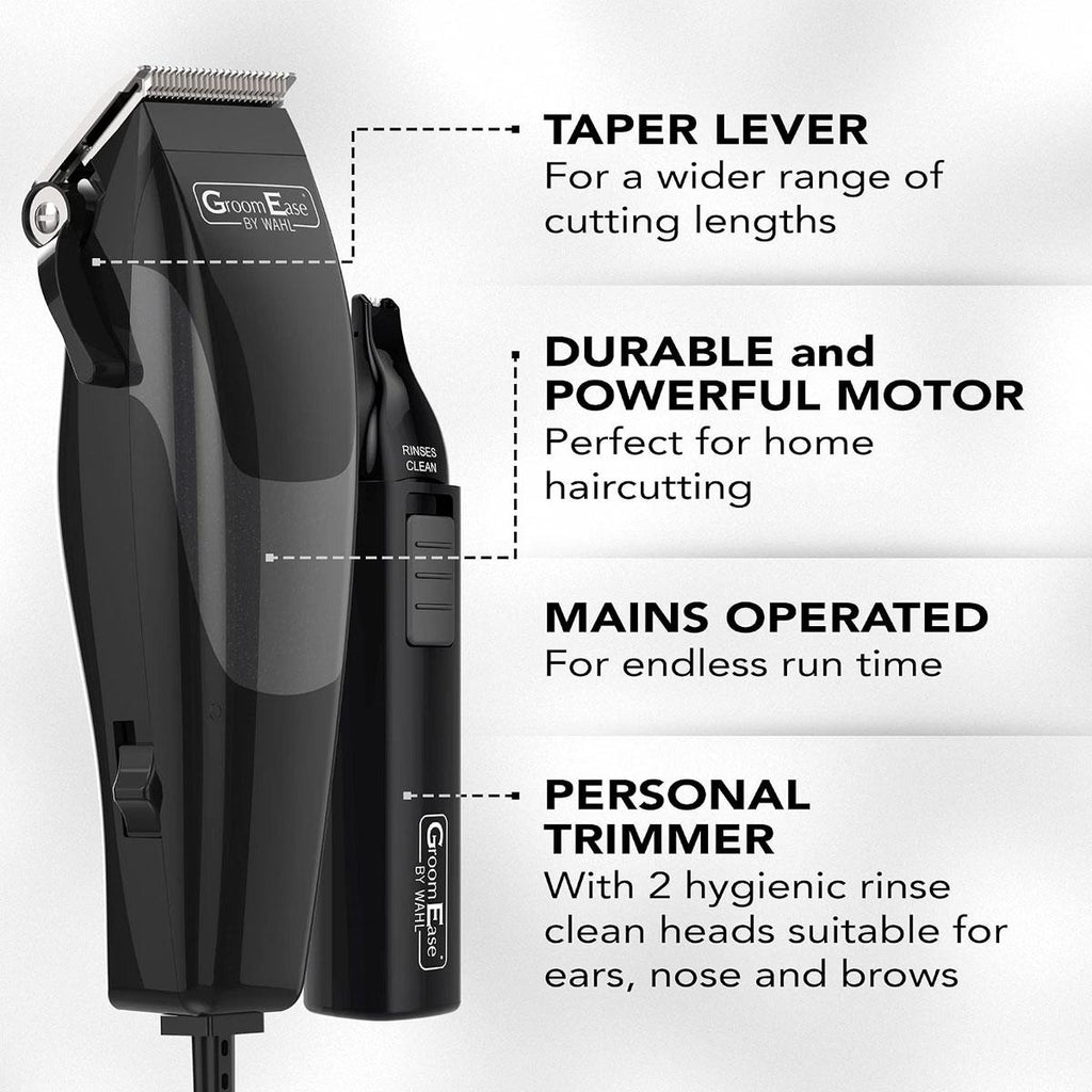 Wahl GroomEase Hair Clipper And Trimmer Gift Set - Black