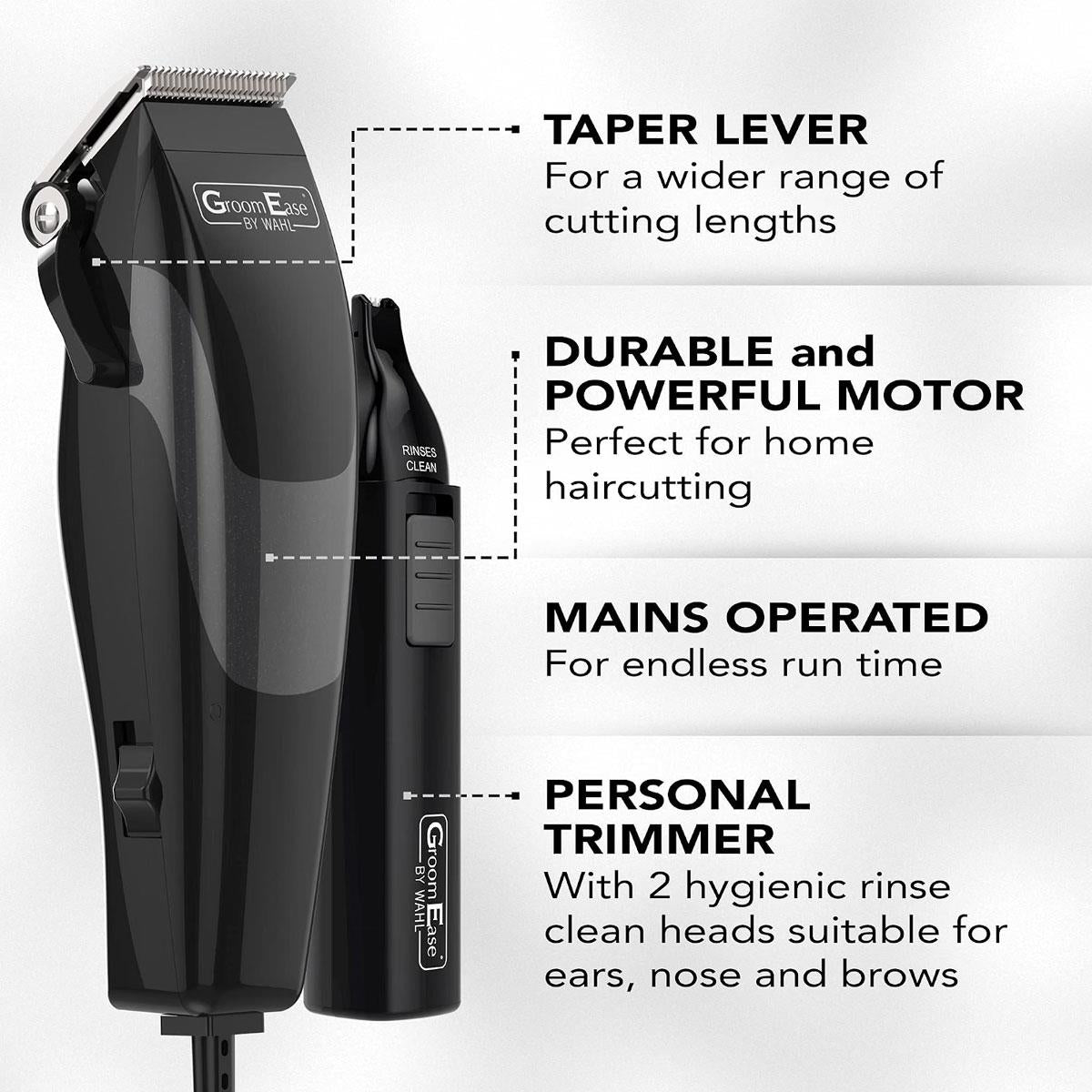 Wahl GroomEase Hair Clipper And Trimmer Gift Set - Black