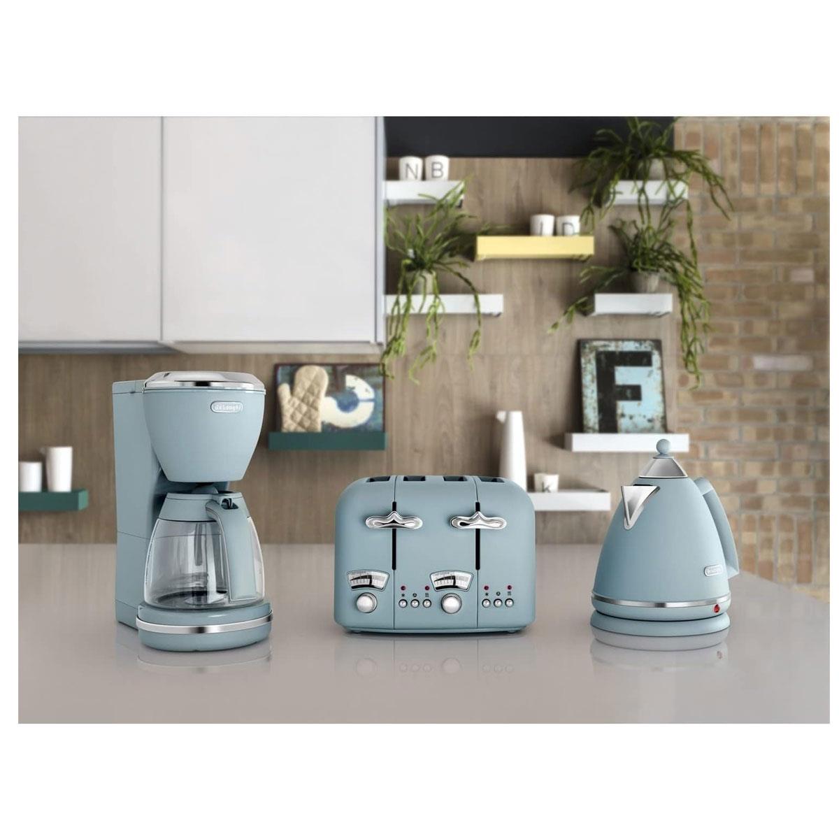 Delonghi Argento Flora 4 Slice Toaster Stainless Steel 1600 W - Blue