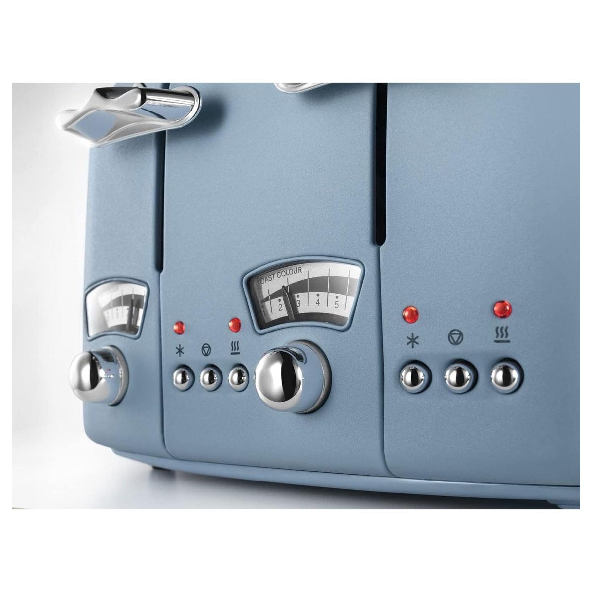 Delonghi Argento Flora 4 Slice Toaster Stainless Steel 1600 W - Blue