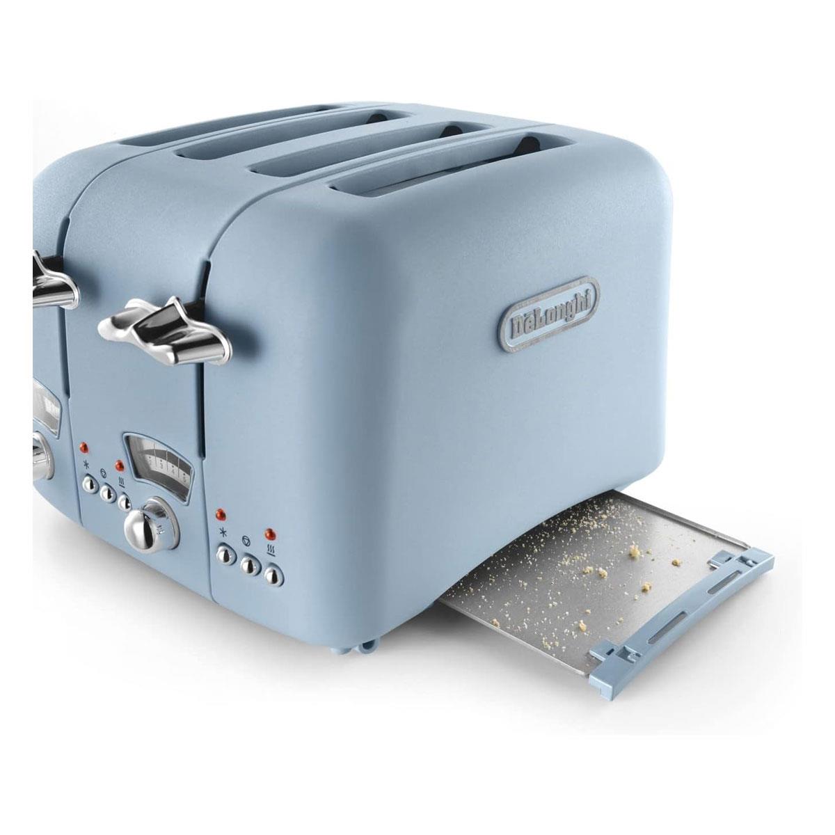 Delonghi Argento Flora 4 Slice Toaster Stainless Steel 1600 W - Blue