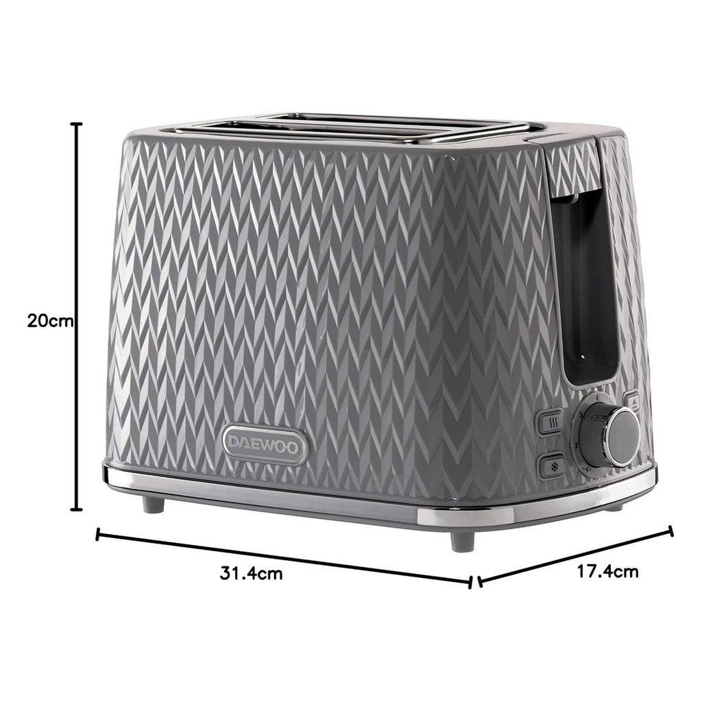 Daewoo Argyle 2 Slice Toaster With Reheat Cancel And Defrost Functions 800 W - Dark Grey