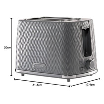 Daewoo Argyle 2 Slice Toaster With Reheat Cancel And Defrost Functions 800 W - Dark Grey