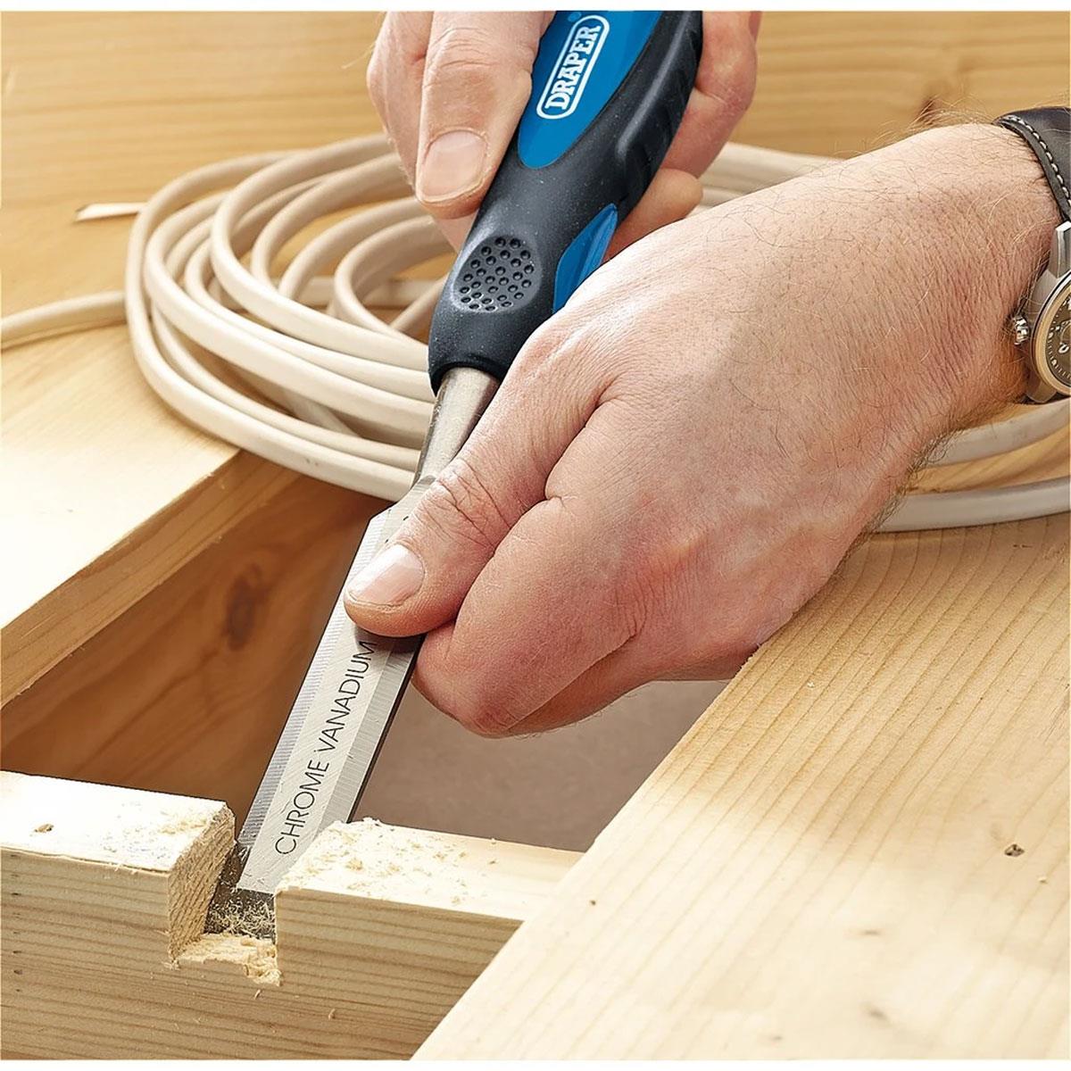 Draper Soft Grip Chisels With Bevel Edges 150mm 3 Piece Set