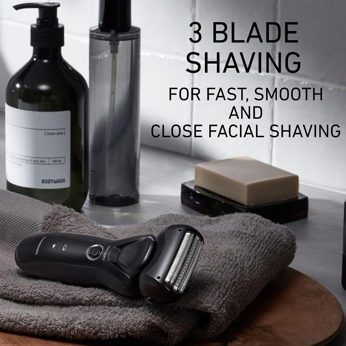 Panasonic Wet And Dry 3 Blade Electric Shaver Rechargeable LED Indicator - Black