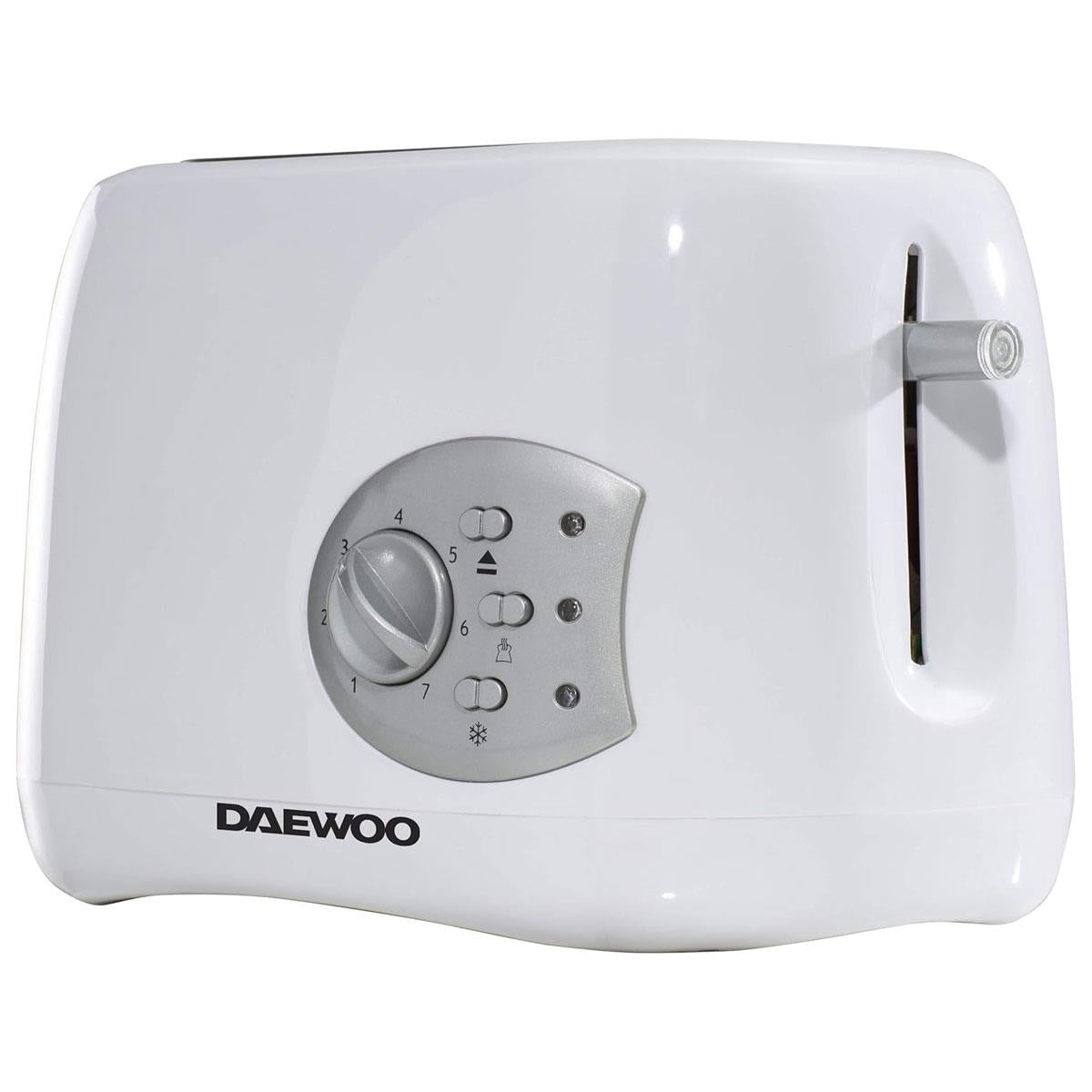 Daewoo Balmoral 2 Slice Toaster with Reheat And Defrost And Browning Control Plastic 800 W - White