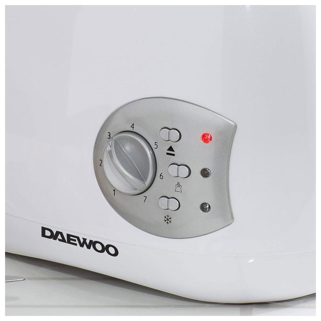 Daewoo Balmoral 2 Slice Toaster with Reheat And Defrost And Browning Control Plastic 800 W - White