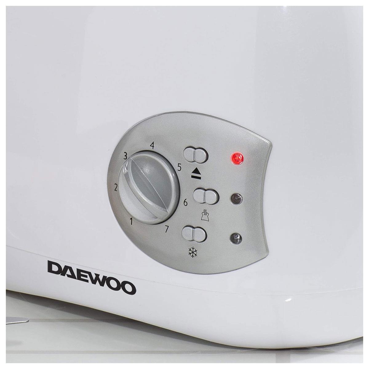 Daewoo Balmoral 2 Slice Toaster with Reheat And Defrost And Browning Control Plastic 800 W - White