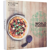 KitchenCraft World of Flavours Italian Pizza Stone Set - 2 Pieces