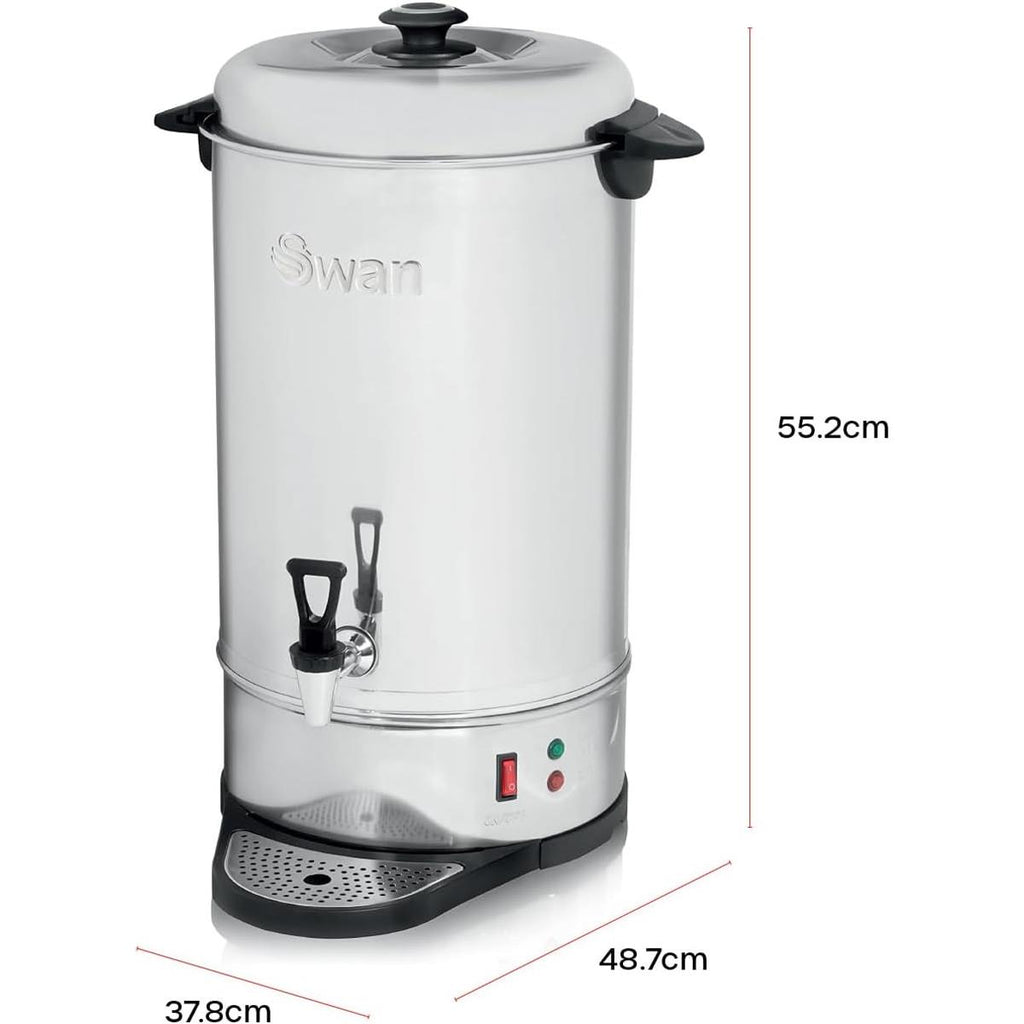 Swan Hot Water Tea Urn 20 Litre Stainless Steel 2200W With Automatic Temperature Control - Silver