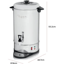 Swan Hot Water Tea Urn 20 Litre Stainless Steel 2200W With Automatic Temperature Control - Silver