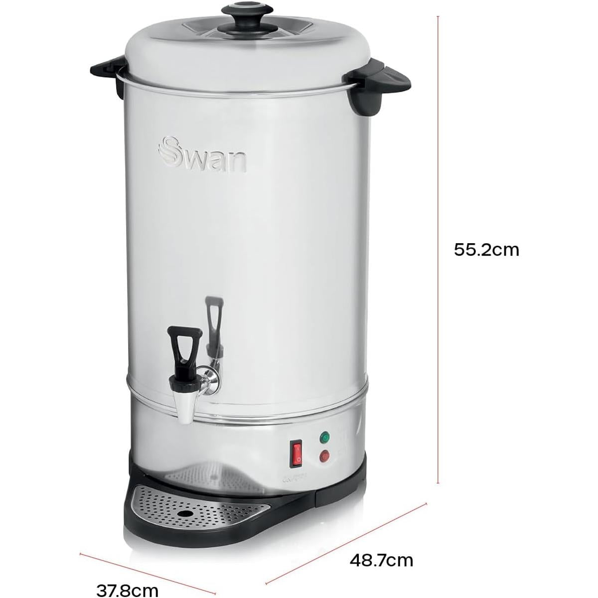 Swan Hot Water Tea Urn 20 Litre Stainless Steel 2200W With Automatic Temperature Control - Silver