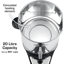 Swan Hot Water Tea Urn 20 Litre Stainless Steel 2200W With Automatic Temperature Control - Silver