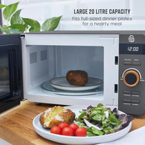 Swan Nordic Digital LED Microwave With Wood Effect Handle 20 Liters 800 W - Slate Grey