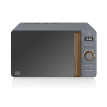 Swan Nordic Digital LED Microwave With Wood Effect Handle 20 Liters 800 W - Slate Grey