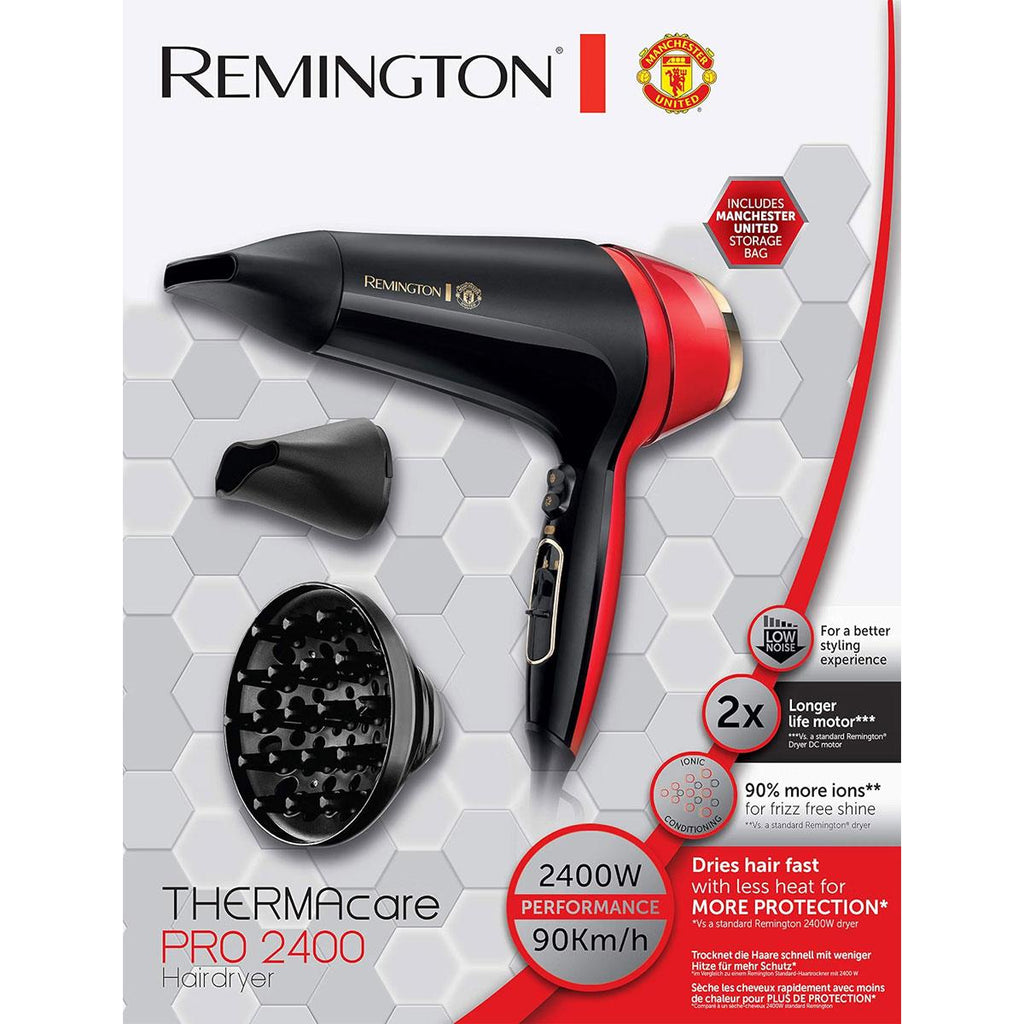 Remington Thermacare Pro 2400 Hair Dryer Manchester United Edition - Black And Red
