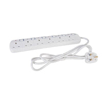 PowerMaster Switched Extension Lead With Neon Indicator 13A 6 Gang 2m 230V - White