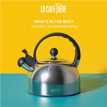 KitchenCraft La Cafetiere Whistling Kettle Stainless Steel 1.3 Litre - Silver