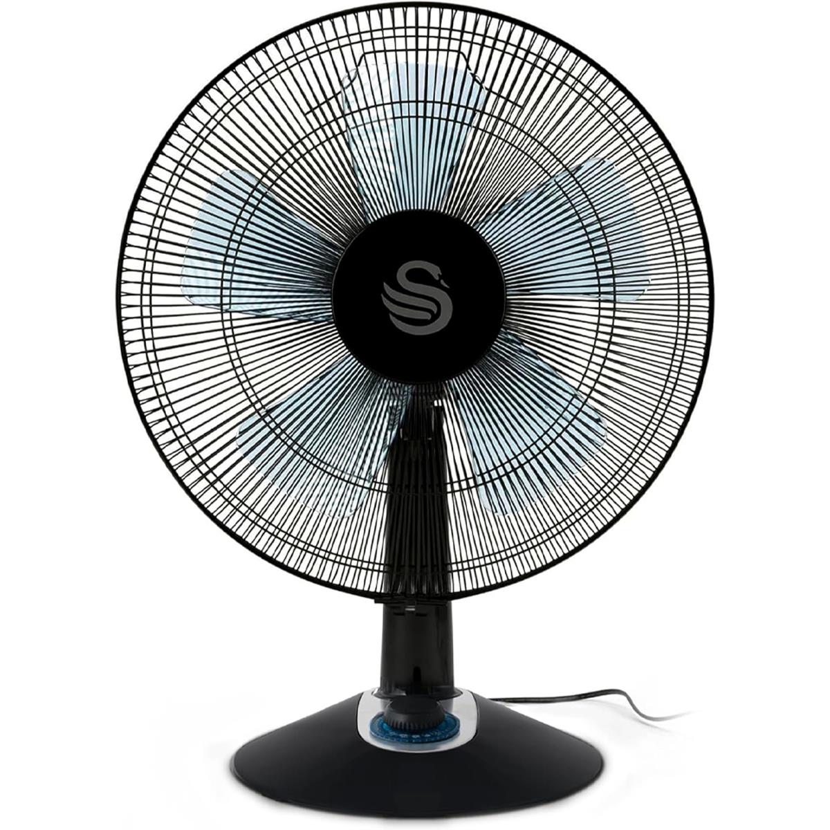 Swan 12 Inch Activair Silence And Turbo Desk Fan With 2 Speeds 60 W - Black
