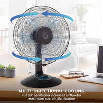 Swan 12 Inch Activair Silence And Turbo Desk Fan With 2 Speeds 60 W - Black