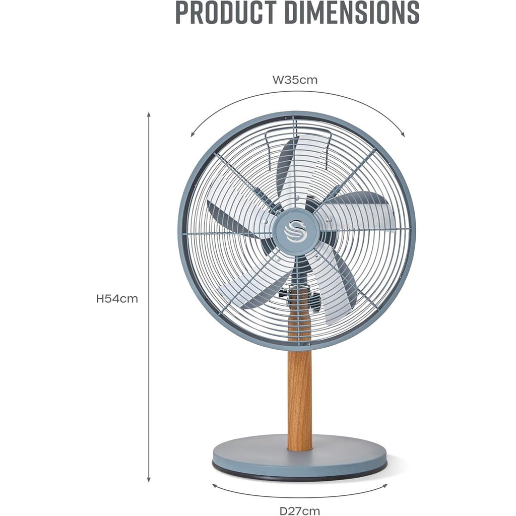 Swan 12 Inch Nordic Desk Fan With 4 Cooling Levels 35 W - Slate Grey