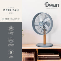 Swan 12 Inch Nordic Desk Fan With 4 Cooling Levels 35 W - Slate Grey