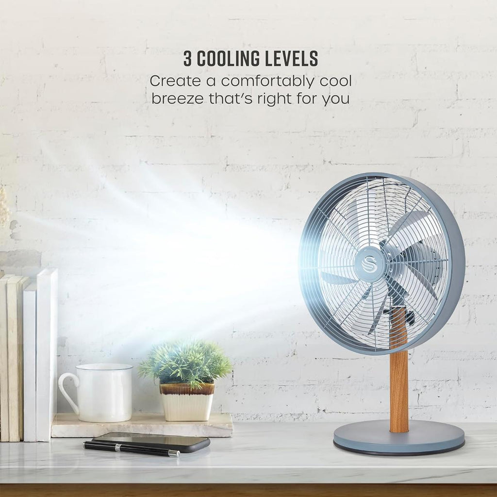 Swan 12 Inch Nordic Desk Fan With 4 Cooling Levels 35 W - Slate Grey