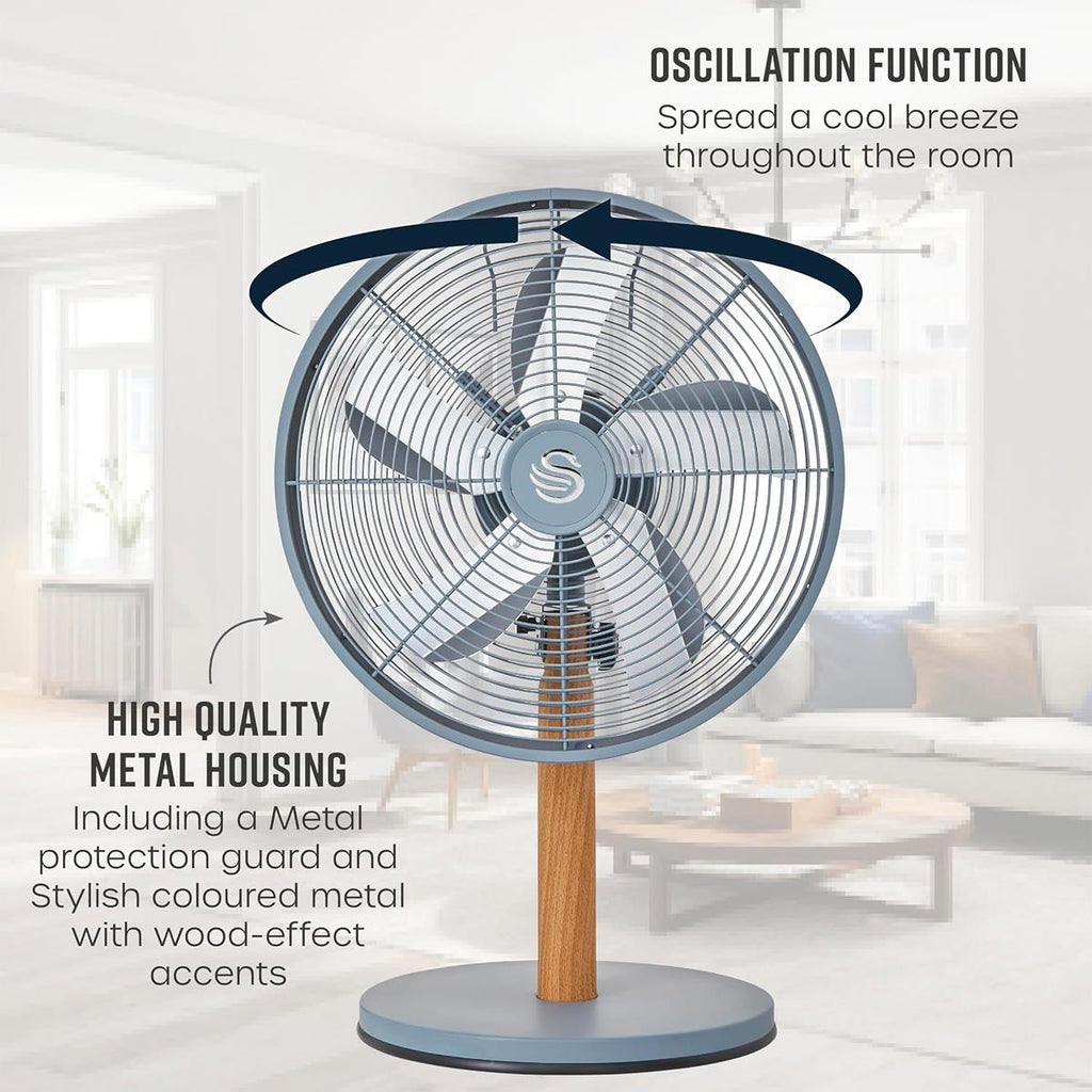 Swan 12 Inch Nordic Desk Fan With 4 Cooling Levels 35 W - Slate Grey